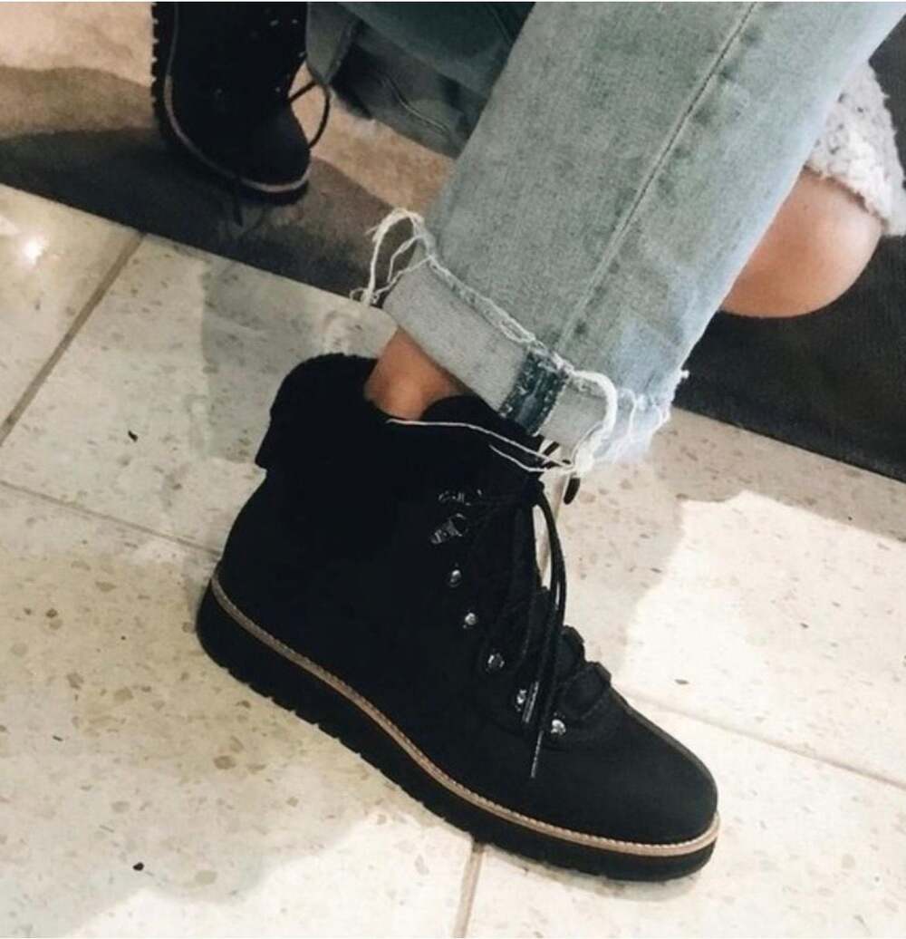 Cole Haan Zerogrand Explorer Hiker Boots Black Shearling Women's 7.5